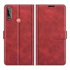 Retro Calf Pattern Buckle Card Wallet Left and Right Flip Phone Holster with Bracket Function For Motorola E7 Power(Red) - 1