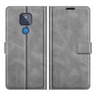 Retro Calf Pattern Buckle Card Wallet Left and Right Flip Phone Holster with Bracket Function For Motorola G Play 2021(Gray) - 1