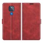 Retro Calf Pattern Buckle Card Wallet Left and Right Flip Phone Holster with Bracket Function For Motorola G Play 2021(Red) - 1