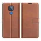 Retro Calf Pattern Buckle Card Wallet Left and Right Flip Phone Holster with Bracket Function For Motorola G Play 2021(Light Brown) - 1