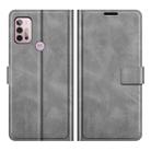 Retro Calf Pattern Buckle Card Wallet Left and Right Flip Phone Holster with Bracket Function For Motorola G30 / G10(Gray) - 1