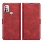 Retro Calf Pattern Buckle Card Wallet Left and Right Flip Phone Holster with Bracket Function For Motorola G30 / G10(Red) - 1