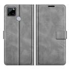 Retro Calf Pattern Buckle Card Wallet Left and Right Flip Phone Holster with Bracket Function For OPPO Realme C12(Gray) - 1