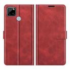 Retro Calf Pattern Buckle Card Wallet Left and Right Flip Phone Holster with Bracket Function For OPPO Realme C12(Red) - 1