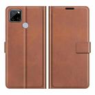 Retro Calf Pattern Buckle Card Wallet Left and Right Flip Phone Holster with Bracket Function For OPPO Realme C12(Light Brown) - 1