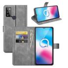 Retro Calf Pattern Buckle Card Wallet Left and Right Flip Phone Holster with Bracket Function For Alcatel 1S 2021 /3L 2021(Gray) - 6