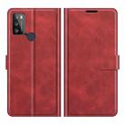 Retro Calf Pattern Buckle Card Wallet Left and Right Flip Phone Holster with Bracket Function For Alcatel 1S 2021 /3L 2021(Red) - 1