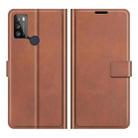 Retro Calf Pattern Buckle Card Wallet Left and Right Flip Phone Holster with Bracket Function For Alcatel 1S 2021 /3L 2021(Light Brown) - 1