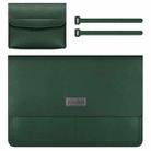 Litchi Pattern PU Leather Waterproof Ultra-thin Protection Liner Bag Briefcase Laptop Carrying Bag for 13-14 inch Laptops(Dark green) - 1