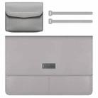 Litchi Pattern PU Leather Waterproof Ultra-thin Protection Liner Bag Briefcase Laptop Carrying Bag for 13-14 inch Laptops(Grey) - 1