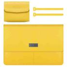 Litchi Pattern PU Leather Waterproof Ultra-thin Protection Liner Bag Briefcase Laptop Carrying Bag for 13-14 inch Laptops (Yellow) - 1