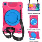 For Samsung Galaxy Tab A 10.1 T510 / T515 PC + Silicone Shockproof Combination Case with 360 Degree Rotating Holder & Handle & Shoulder Strap(Hot Pink+Blue) - 1