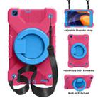 For Samsugn Galaxy Tab A 8.0 (2019) T290/T295 PC + Silicone Shockproof Combination Case with 360 Degree Rotating Holder & Handle & Shoulder Strap(RoseRed+Blue) - 1