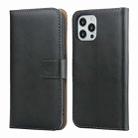 For iPhone 12 Pro Max Plain Texture Cowhide Leather Horizontal Flip Case with Magnetic Clasp & Holder & Card Slots & Wallet(Black) - 1