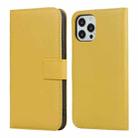 For iPhone 12 Pro Max Plain Texture Cowhide Leather Horizontal Flip Case with Magnetic Clasp & Holder & Card Slots & Wallet(Yellow) - 1