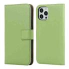For iPhone 12 Pro Max Plain Texture Cowhide Leather Horizontal Flip Case with Magnetic Clasp & Holder & Card Slots & Wallet(Green) - 1