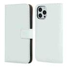 For iPhone 12 Pro Max Plain Texture Cowhide Leather Horizontal Flip Case with Magnetic Clasp & Holder & Card Slots & Wallet(White) - 1