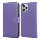 For iPhone 12 Pro Max Plain Texture Cowhide Leather Horizontal Flip Case with Magnetic Clasp & Holder & Card Slots & Wallet(Purple) - 1