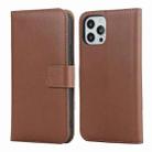 For iPhone 12 Pro Max Plain Texture Cowhide Leather Horizontal Flip Case with Magnetic Clasp & Holder & Card Slots & Wallet(Brown) - 1