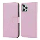 For iPhone 12 / 12 Pro Plain Texture Cowhide Leather Horizontal Flip Case with Magnetic Clasp & Holder & Card Slots & Wallet(Pink) - 1