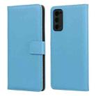 Plain Texture Cowhide Leather Horizontal Flip Case with Magnetic Clasp & Holder & Card Slots & Wallet For Samsung Galaxy S20 FE(Blue) - 1