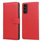 Plain Texture Cowhide Leather Horizontal Flip Case with Magnetic Clasp & Holder & Card Slots & Wallet For Samsung Galaxy S20 FE(Red) - 1