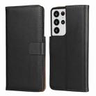 Plain Texture Cowhide Leather Horizontal Flip Case with Magnetic Clasp & Holder & Card Slots & Wallet For Samsung Galaxy S21 Ultra 5G(Black) - 1