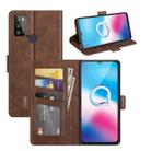 For Alcatel 1S 2021/3L 2021 Dual-side Magnetic Buckle Horizontal Flip Leather Case with Holder & Card Slots & Wallet(Brown) - 1