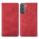 For Samsung Galaxy S21 Retro Skin Feel Business Magnetic Horizontal Flip Leather Case with Holder & Card Slots & Wallet & Photo Frame(Red) - 1