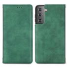 For Samsung Galaxy S21 Retro Skin Feel Business Magnetic Horizontal Flip Leather Case with Holder & Card Slots & Wallet & Photo Frame(Green) - 1