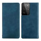 For Samsung Galaxy S21 Ultra Retro Skin Feel Business Magnetic Horizontal Flip Leather Case with Holder & Card Slots & Wallet & Photo Frame(Blue) - 1