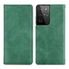 For Samsung Galaxy S21 Ultra Retro Skin Feel Business Magnetic Horizontal Flip Leather Case with Holder & Card Slots & Wallet & Photo Frame(Green) - 1