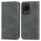 For Samsung Galaxy S20 Ultra Retro Skin Feel Business Magnetic Horizontal Flip Leather Case with Holder & Card Slots & Wallet & Photo Frame(Grey) - 1