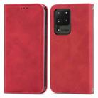 For Samsung Galaxy S20 Ultra Retro Skin Feel Business Magnetic Horizontal Flip Leather Case with Holder & Card Slots & Wallet & Photo Frame(Red) - 1