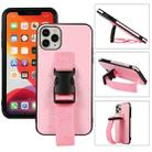 Sport Armband PC + PU Leather Back Cover Case with Strap & Holder Function For iPhone 12 Pro Max(Pink) - 1