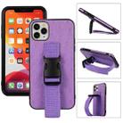 Sport Armband PC + PU Leather Back Cover Case with Strap & Holder Function For iPhone 12 /12 Pro(Purple) - 1