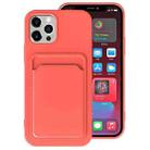 For iPhone 12 TPU + Flannel Lining Shockproof  Case with Card Slots(Orange Pink) - 1