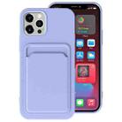 For iPhone 12 TPU + Flannel Lining Shockproof  Case with Card Slots(Light Purple) - 1