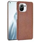 For Xiaomi Mi 11 Shockproof Crocodile Texture PC + PU Case(Brown) - 1