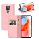 For Motorola Moto G Play 2021 Retro-skin Business Magnetic Suction Leather Case with Holder & Card Slots & Wallet(Pink) - 1