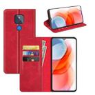 For Motorola Moto G Play 2021 Retro-skin Business Magnetic Suction Leather Case with Holder & Card Slots & Wallet(Red) - 1