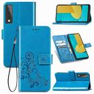 For LG Stylo 7 Four-leaf Clasp Embossed Buckle Mobile Phone Protection Leather Case with Lanyard & Card Slot & Wallet & Bracket Function(Blue) - 1