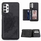For Samsung Galaxy A32 5G Mandala Embossed Magnetic Cloth PU+TPU+PC Case with Holder & Card Slots & Wallet & Photo Frame(Black) - 1