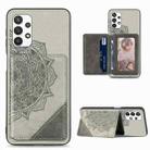 For Samsung Galaxy A32 5G Mandala Embossed Magnetic Cloth PU+TPU+PC Case with Holder & Card Slots & Wallet & Photo Frame(Grey) - 1