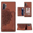For Samsung Galaxy Note 10 Pro Mandala Embossed Magnetic Cloth PU+TPU+PC Case with Holder & Card Slots & Wallet & Photo Frame(Brown) - 1