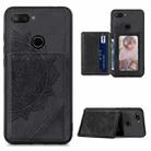 For Xiaomi Mi 8 Lite Mandala Embossed Magnetic Cloth PU+TPU+PC Case with Holder & Card Slots & Wallet & Photo Frame(Black) - 1