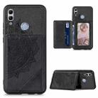 For Huawei Honor 10  Lite Mandala Embossed Magnetic Cloth PU+TPU+PC Case with Holder & Card Slots & Wallet & Photo Frame(Black) - 1