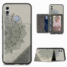 For Huawei Honor 10  Lite Mandala Embossed Magnetic Cloth PU+TPU+PC Case with Holder & Card Slots & Wallet & Photo Frame(Grey) - 1