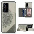 For Huawei P40 Pro Mandala Embossed Magnetic Cloth PU+TPU+PC Case with Holder & Card Slots & Wallet & Photo Frame(Grey) - 1