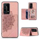 For Huawei P40 Pro Mandala Embossed Magnetic Cloth PU+TPU+PC Case with Holder & Card Slots & Wallet & Photo Frame(Rose Gold) - 1